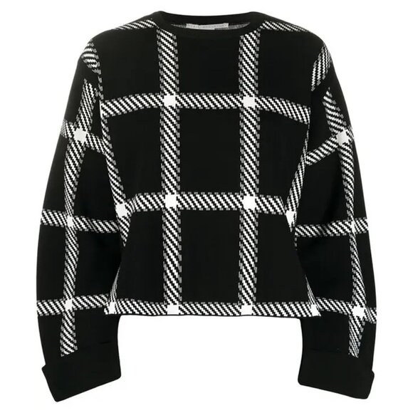 Stella McCartney Windowpane Check Print Sweatshirt ASO Emily in Paris - Picture 3 of 16